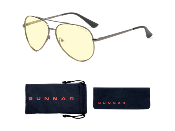 GUNNAR Gaming & Computer Glasses - Maverick, Gunmetal, Amber Tint|MAV-05001