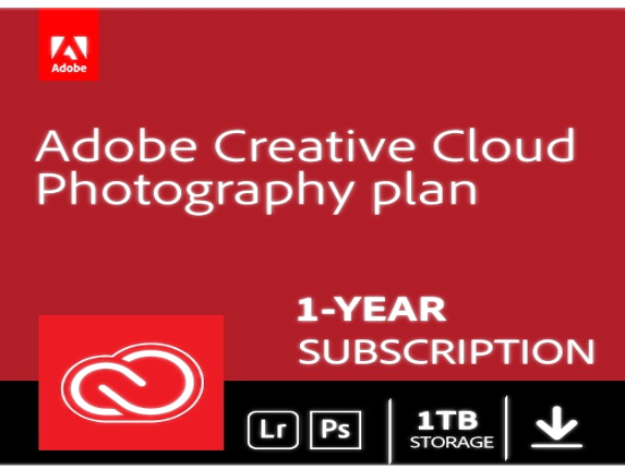Adobe Creative Cloud Photography Plan + 1TB Cloud Storage - Subscription - 12 Month