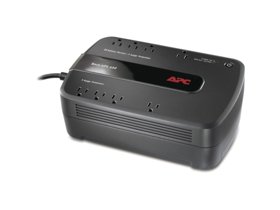 APC Back-UPS 650VA, 120V, 8 NEMA outlets (4 surge)